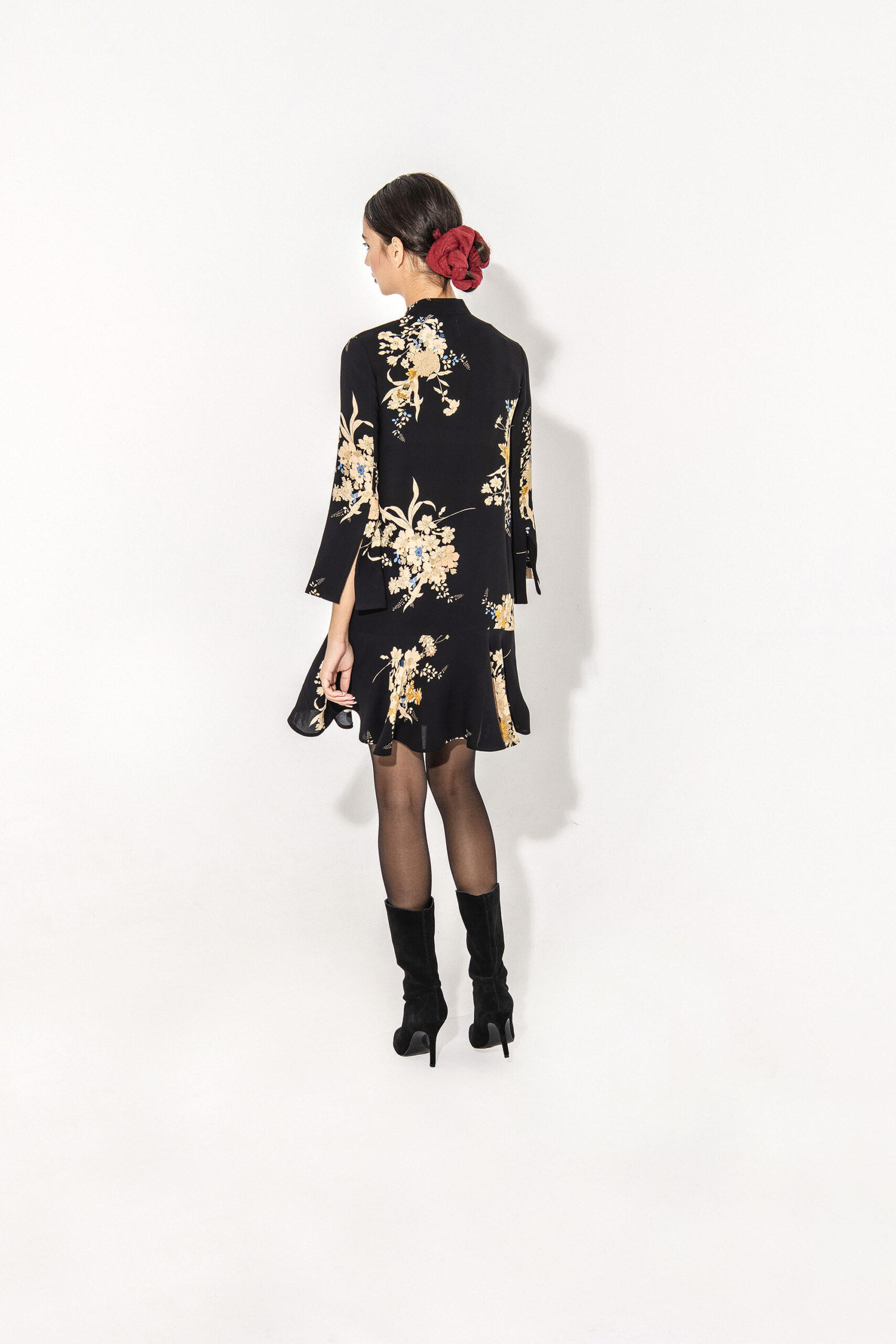 Asian cut dress viscose georgette fabric back scaled • Sassa Björg