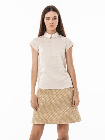 Beige mini skirt silver thread crop &bull; Sassa Björg