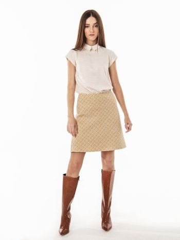 Beige mini skirt silver thread full &bull; Sassa Björg