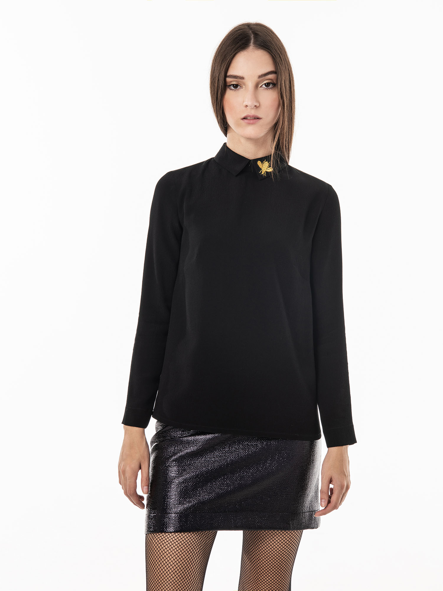 Black blouse with a collar main • Sassa Björg