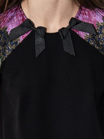 Black dress striped sleeves detail &bull; Sassa Björg