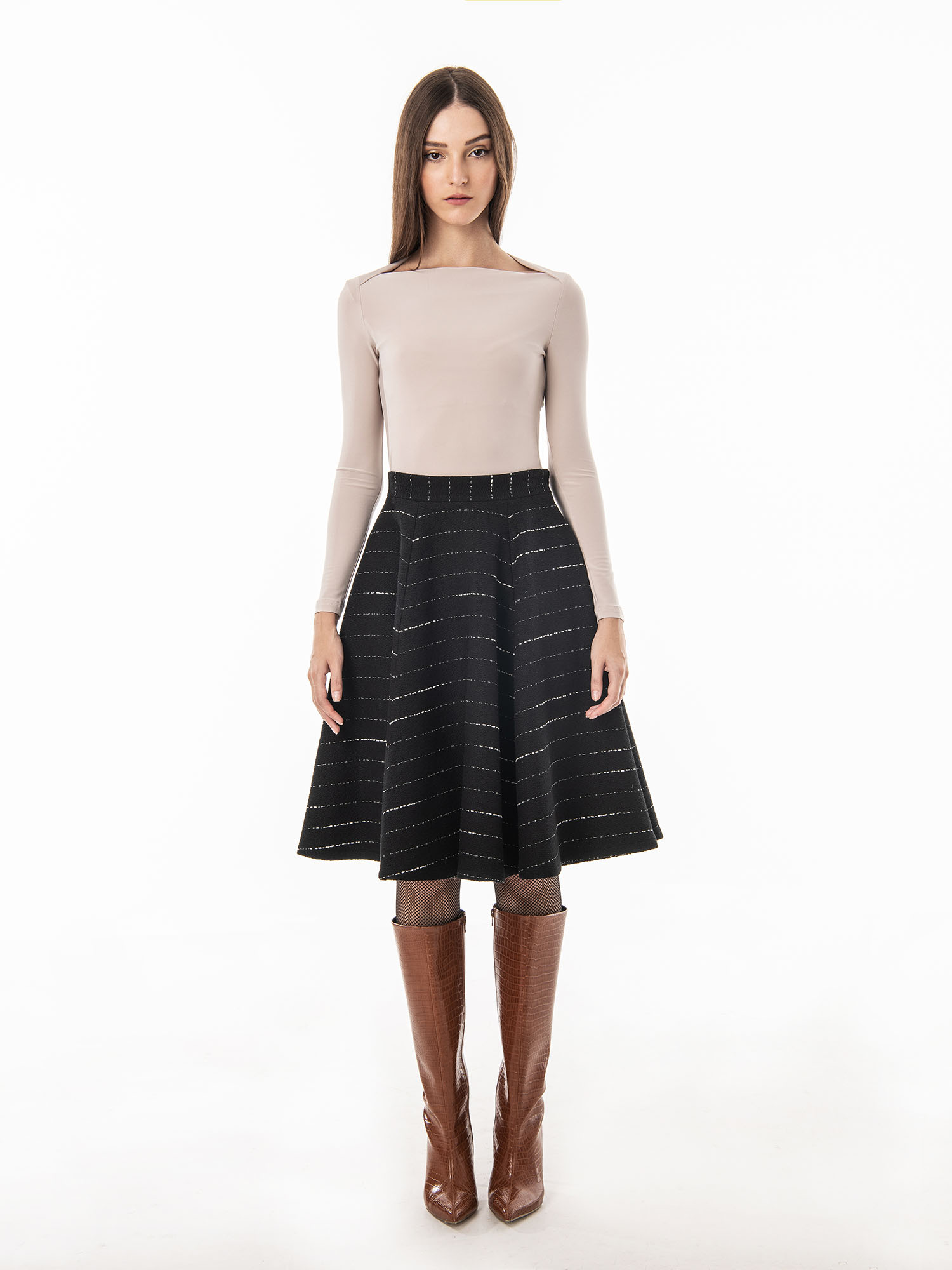 Black striped panel skirt full • Sassa Björg