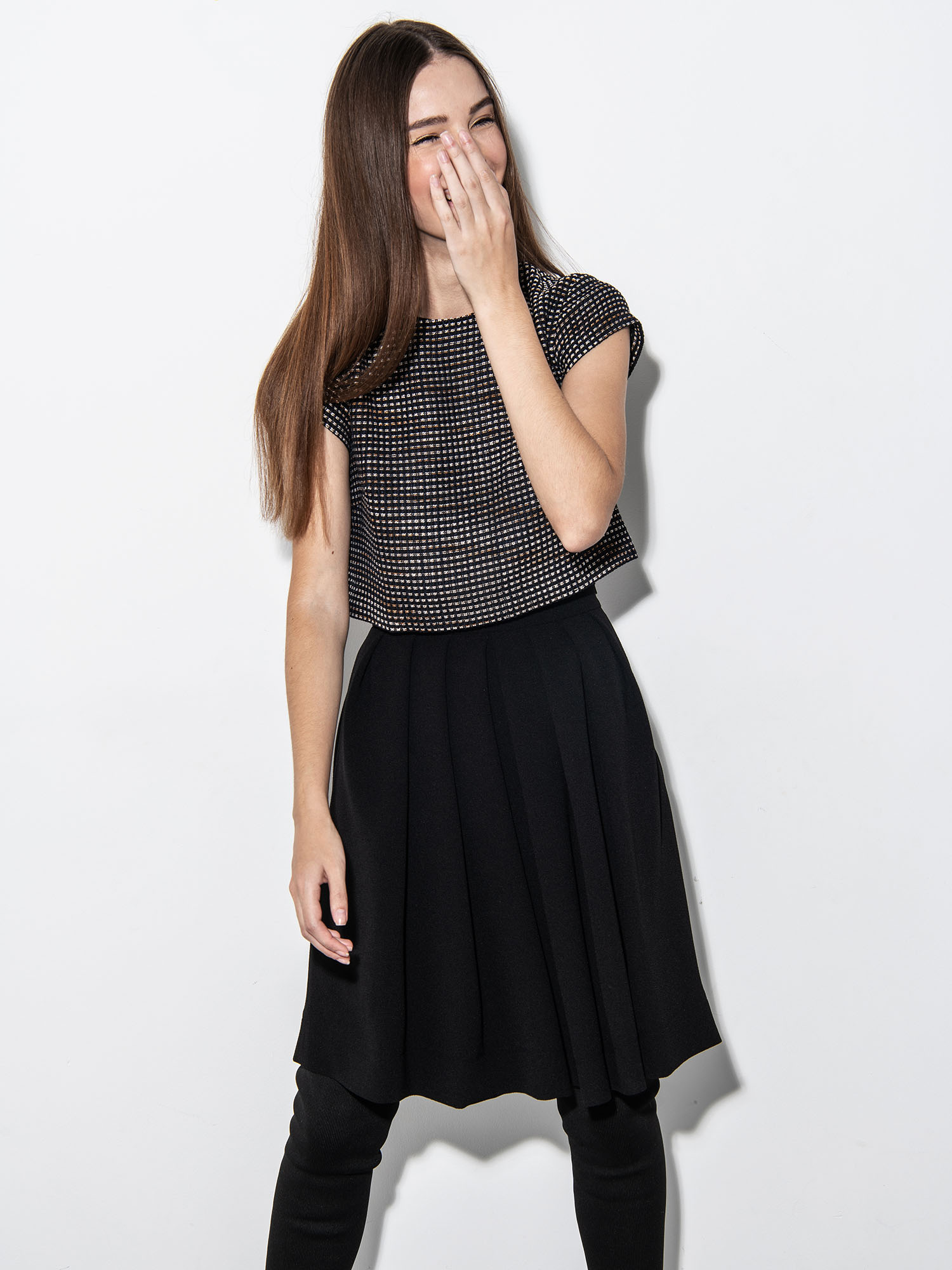 Checkered Jacquard crop top laughing • Sassa Björg
