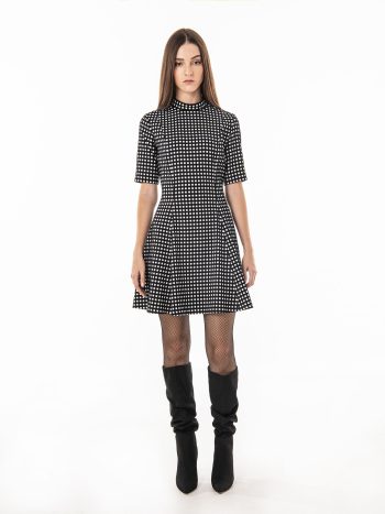 Checkered Jacquard dress full • Sassa Björg