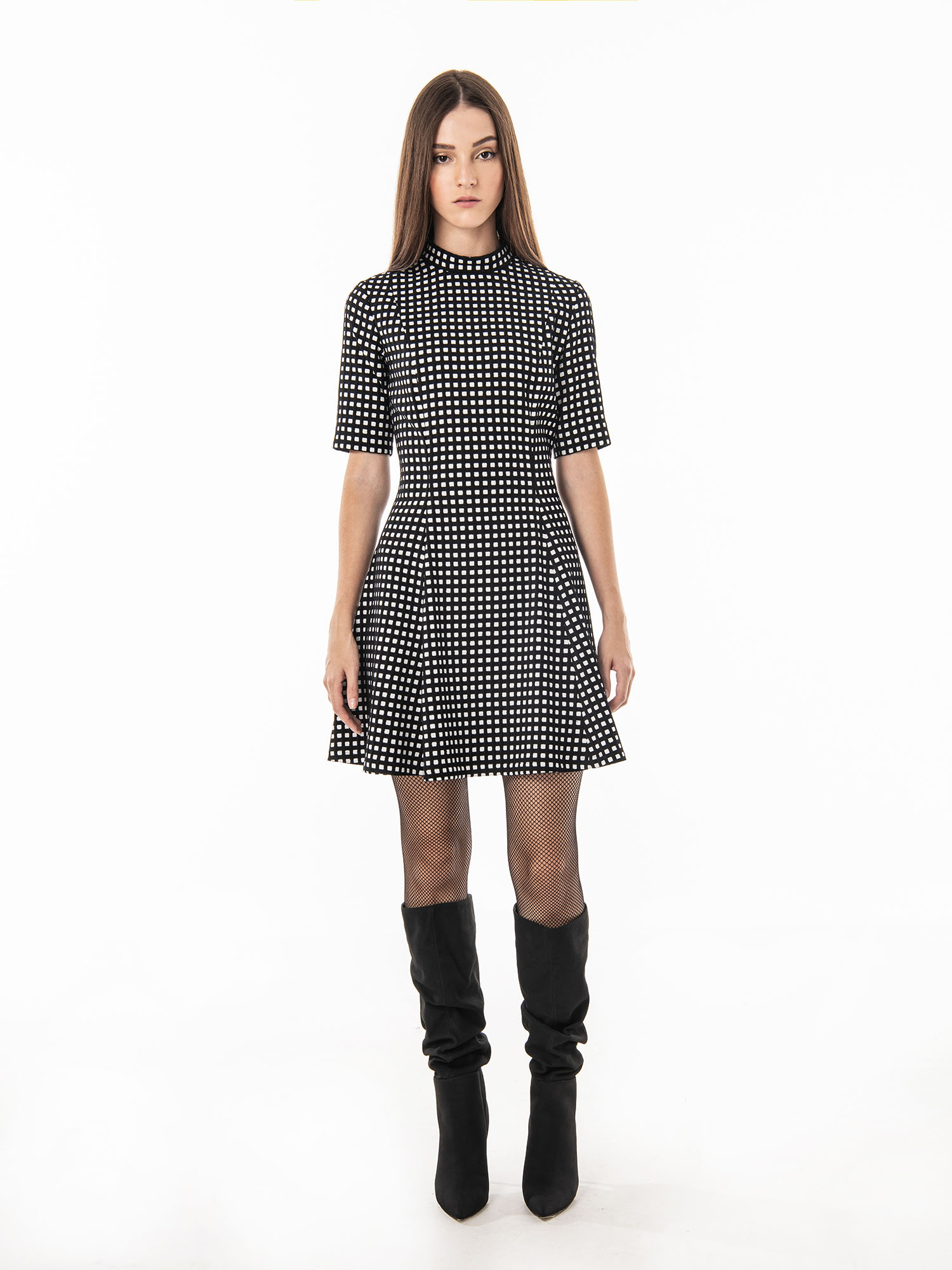 Checkered Jacquard dress full • Sassa Björg