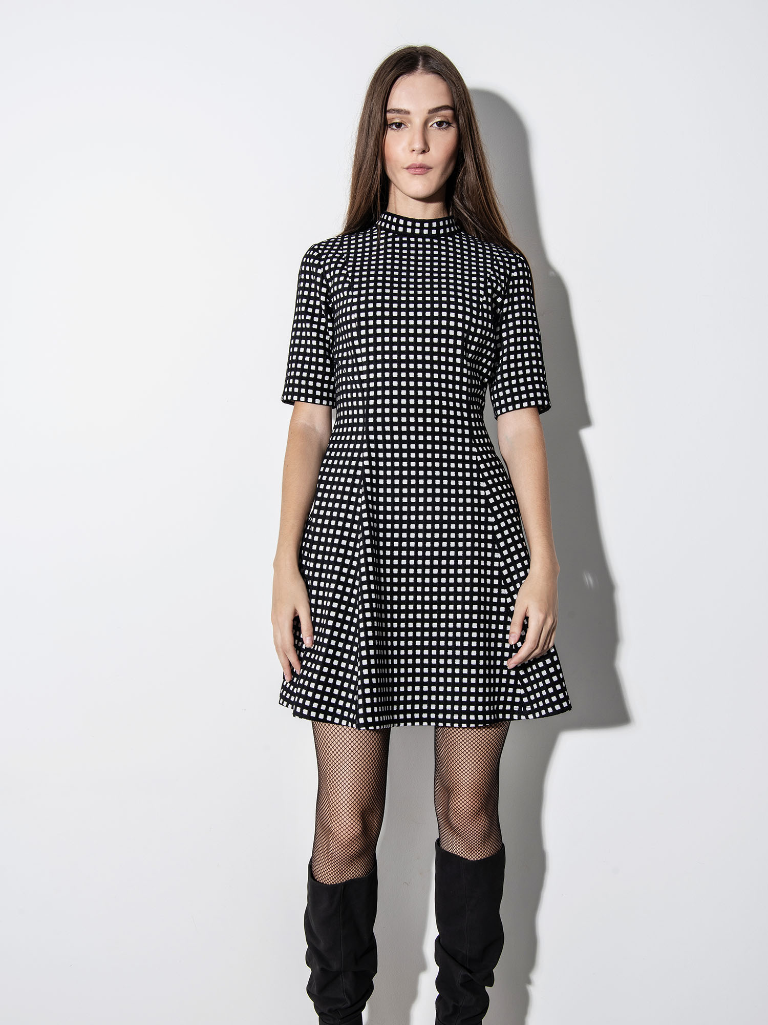Checkered Jacquard dress main • Sassa Björg