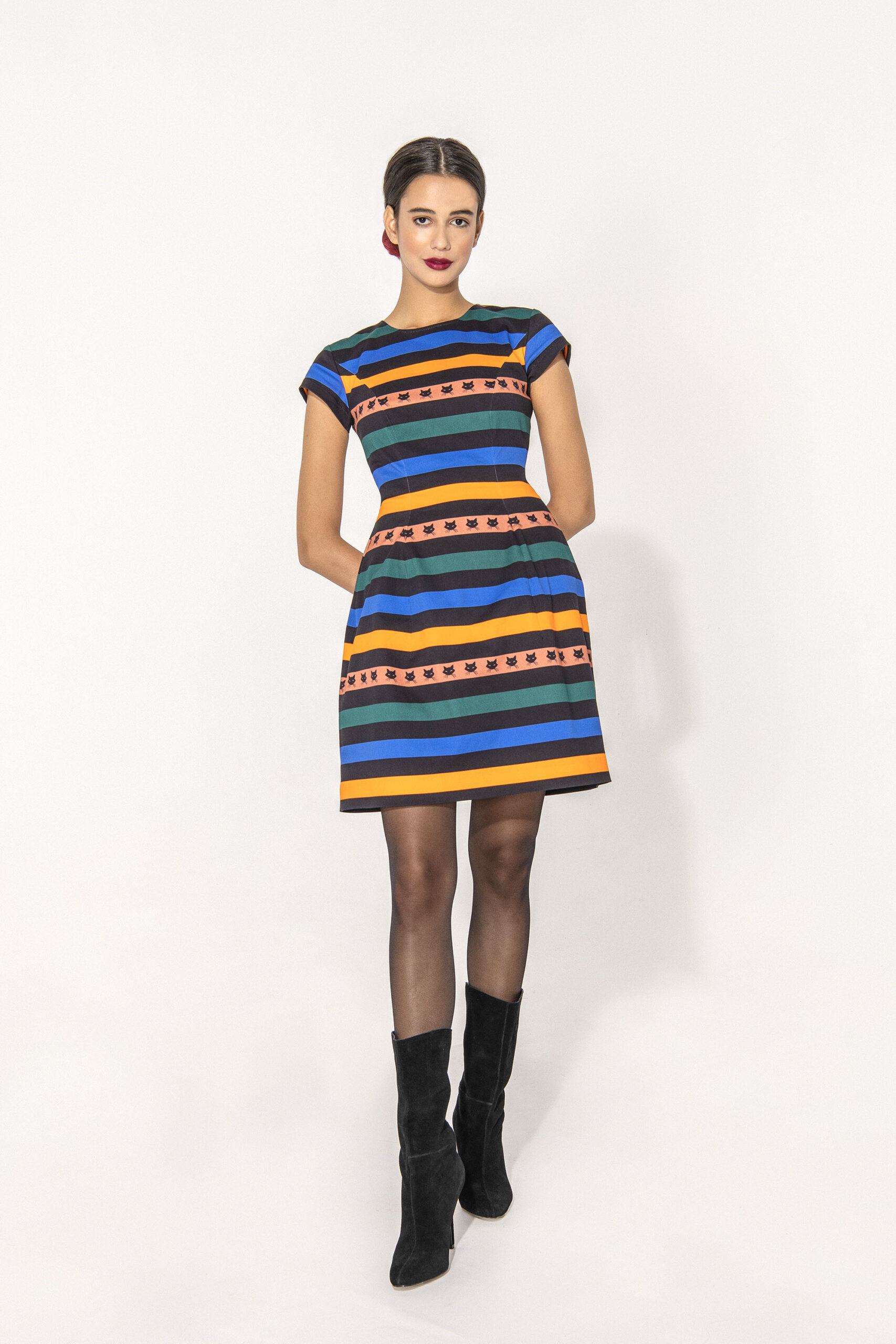 Colored stripes dress front scaled • Sassa Björg