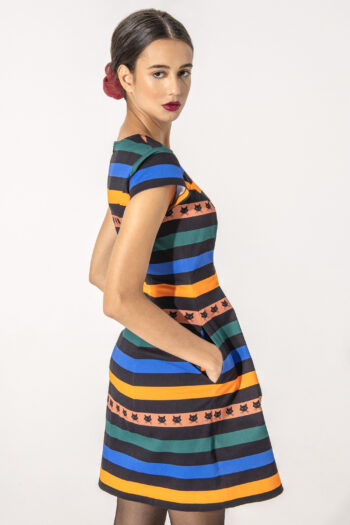 Colored stripes dresss side • Sassa Björg