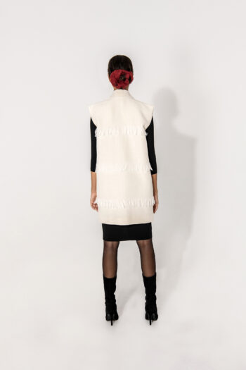 Ecru vest with fringe back • Sassa Björg