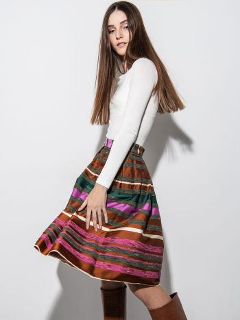 Jacquard striped and pleated skirt &bull; Sassa Björg