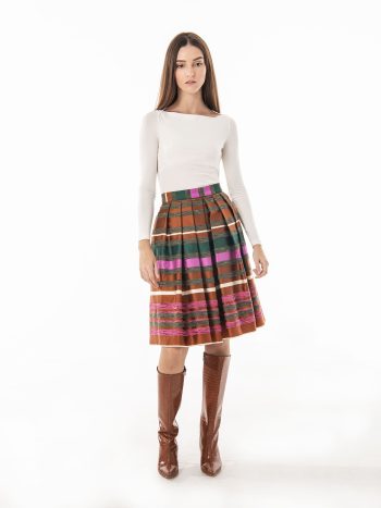Jacquard striped and pleated skirt full &bull; Sassa Björg