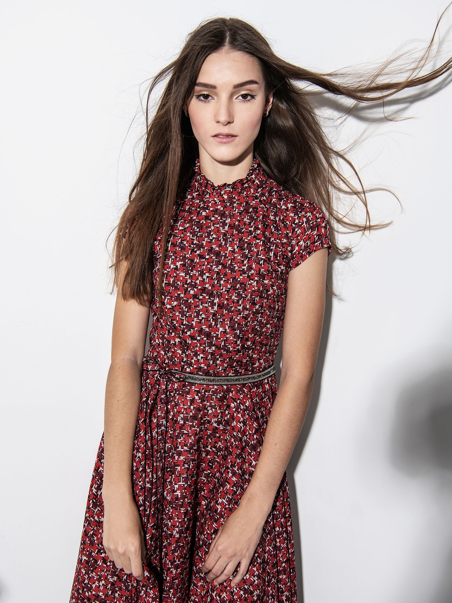 Red ethereal long dress main crop • Sassa Björg