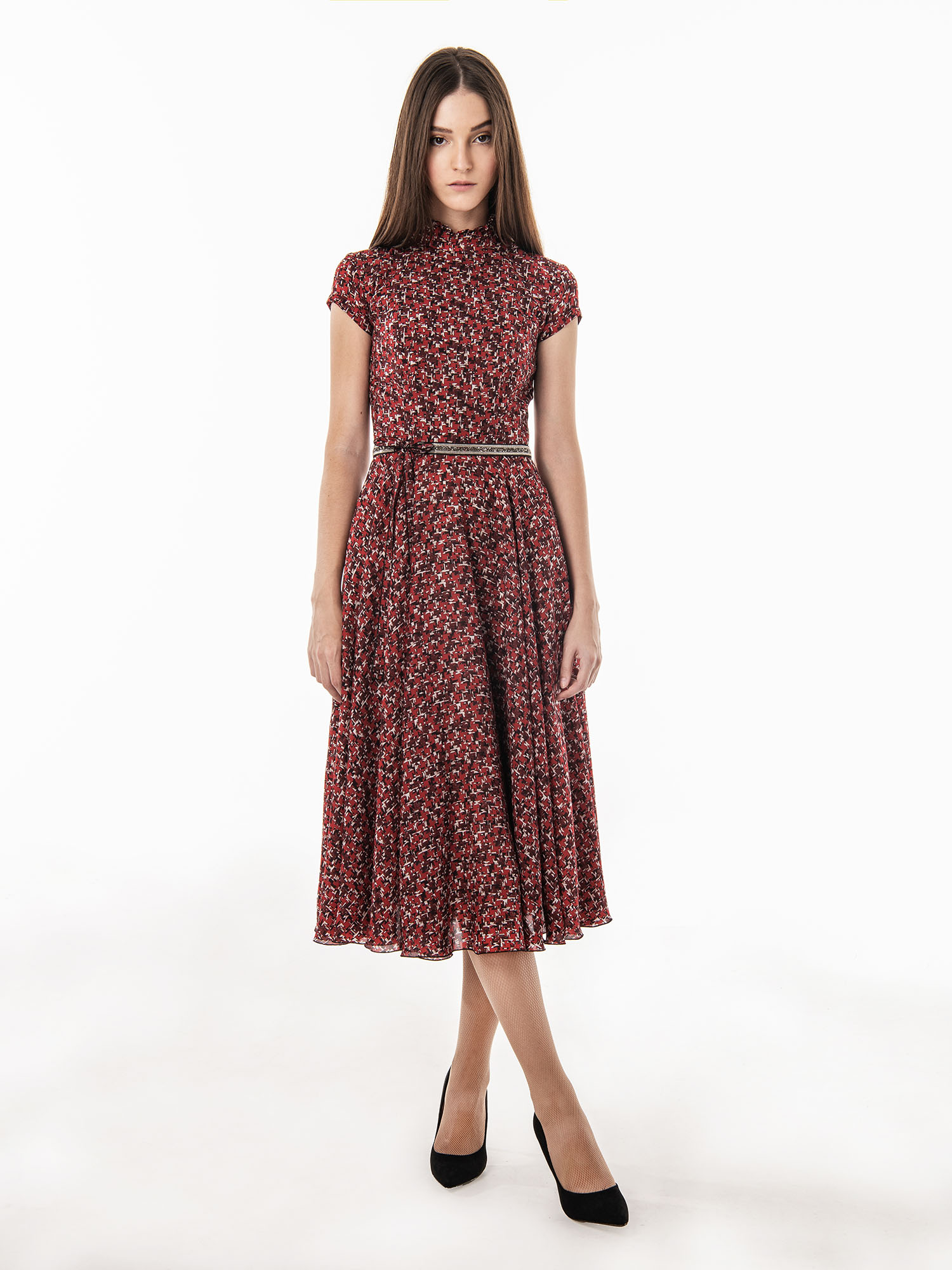 Red ethereal long dress main full • Sassa Björg