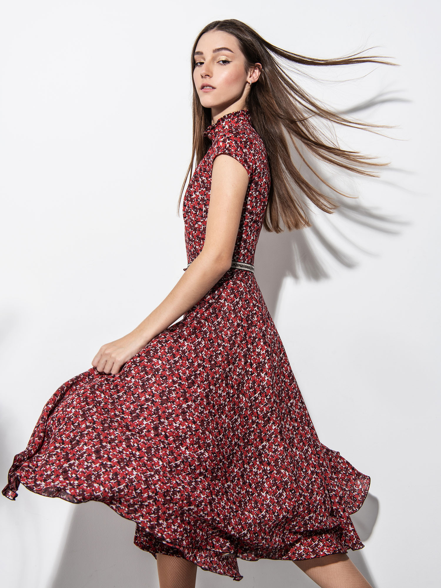 Red ethereal long dress main • Sassa Björg