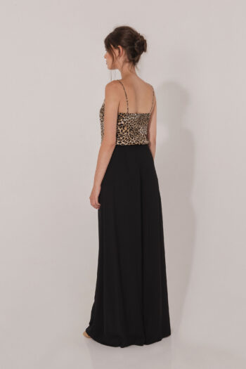 V neck strappy top with leopard print back • Sassa Björg