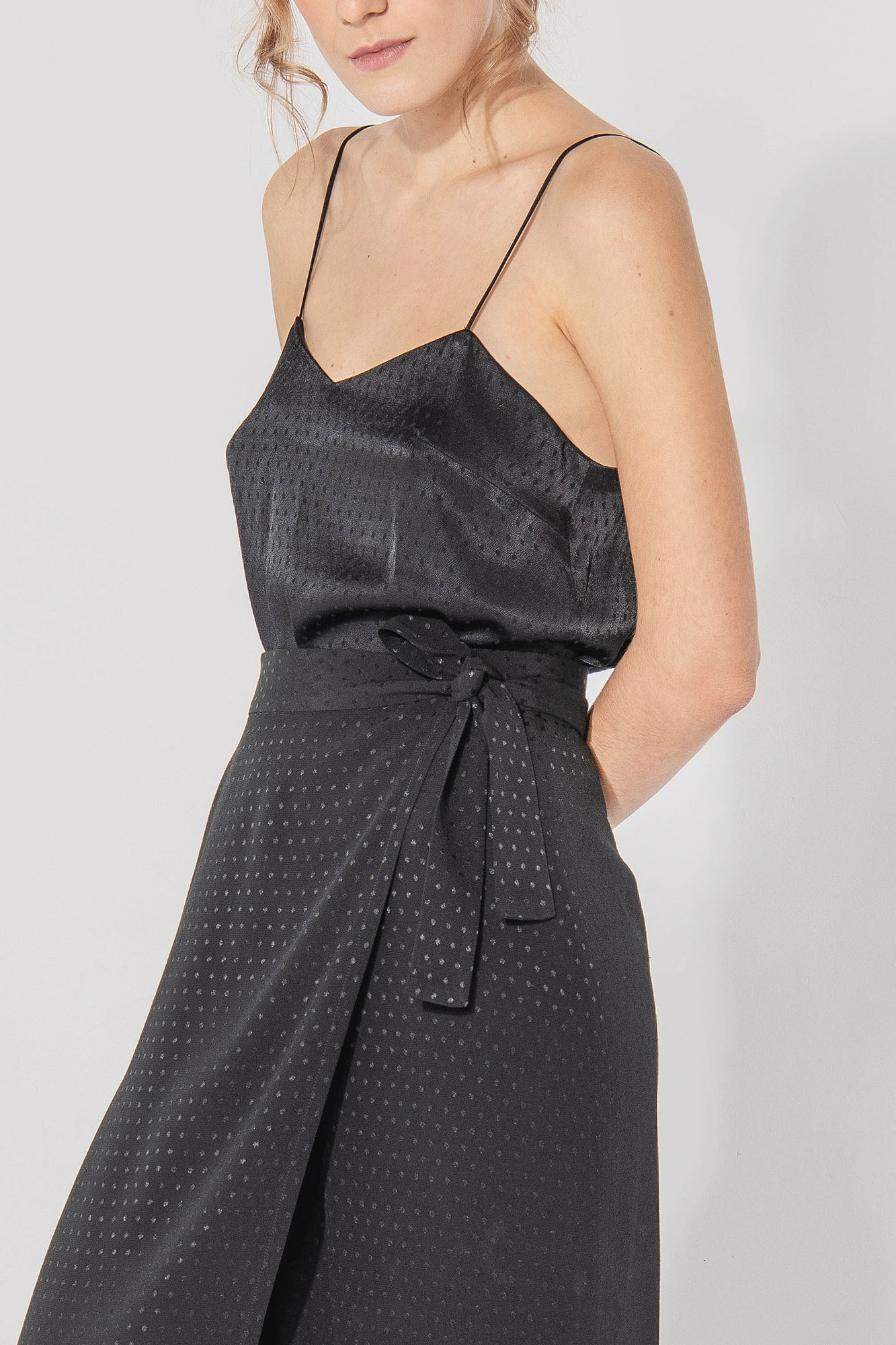 black strappy top with jacquard dots side • Sassa Björg