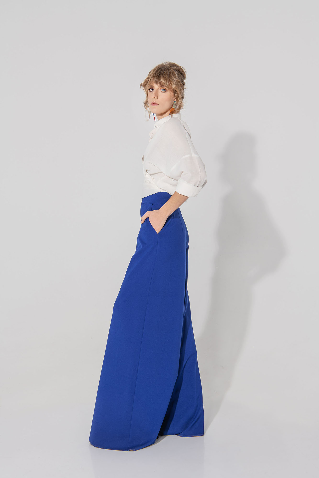 blue pants skirt punto di milano side • Sassa Björg