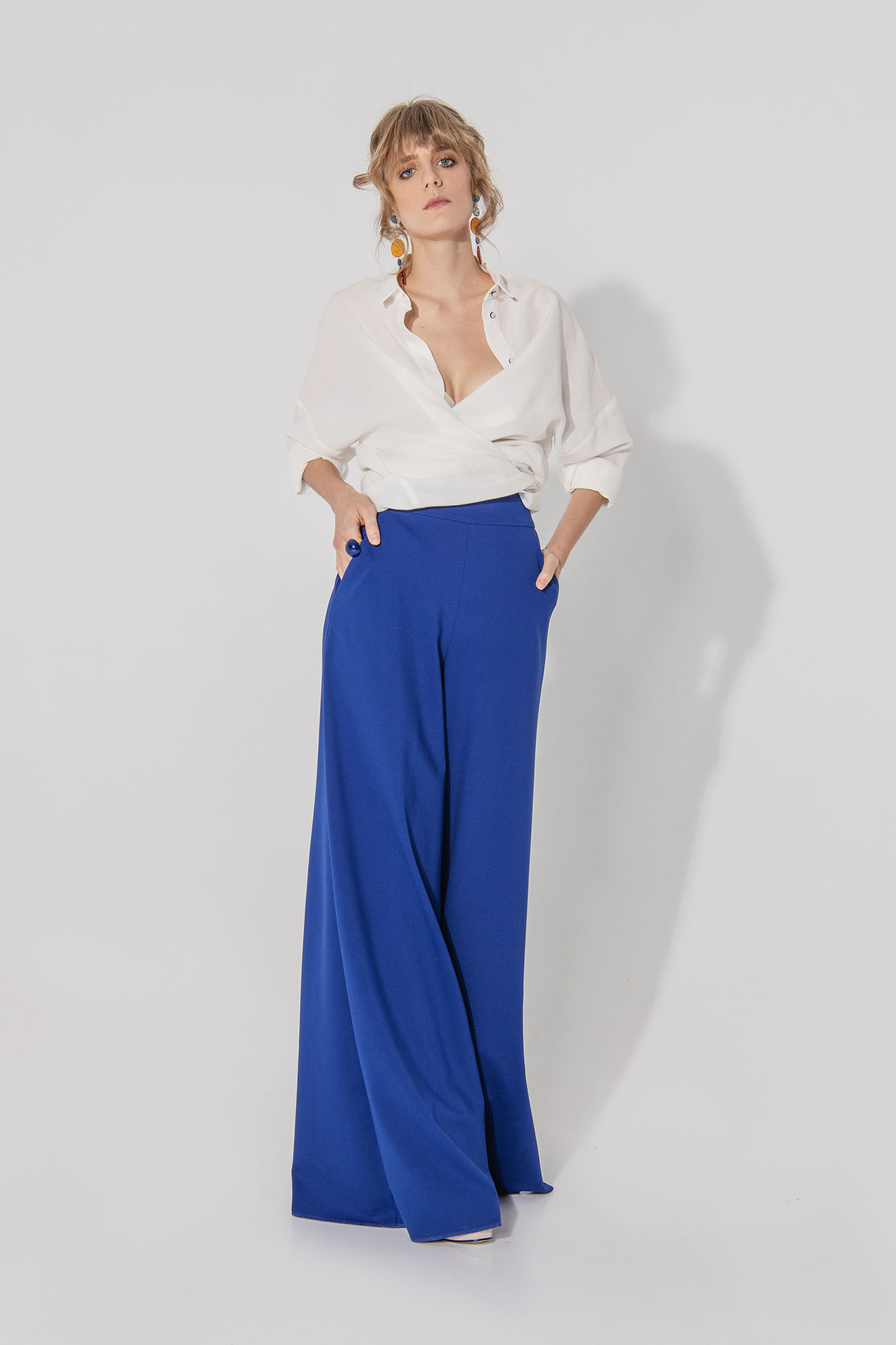 blue pants skirt punto di milano walking • Sassa Björg