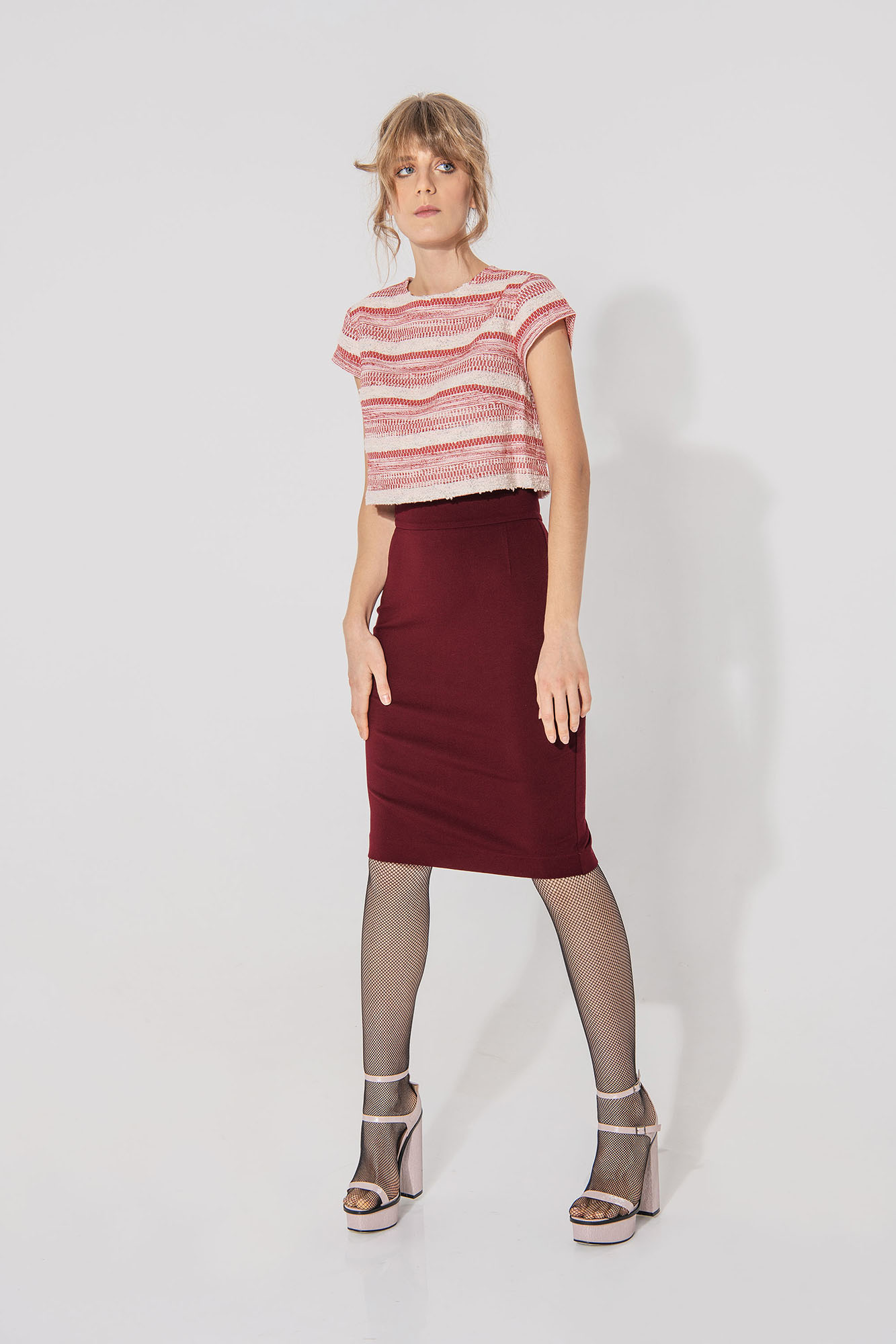 bordo pencil skirt punto di milano front • Sassa Björg