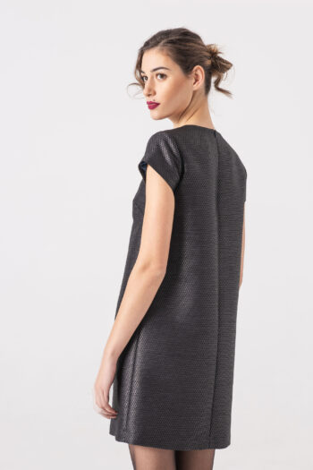 Black Navy blue shimmer effect dress neck bow back • Sassa Björg