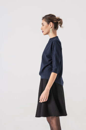 Knee length black circle skirt side • Sassa Björg