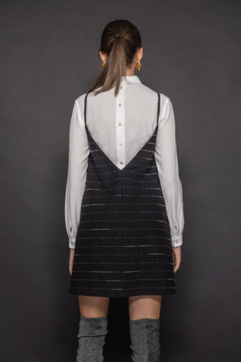 Pinafore type striped dress with thin straps back &bull; Sassa Björg