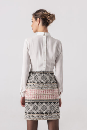Straight mini skirt with etno motif back &bull; Sassa Björg