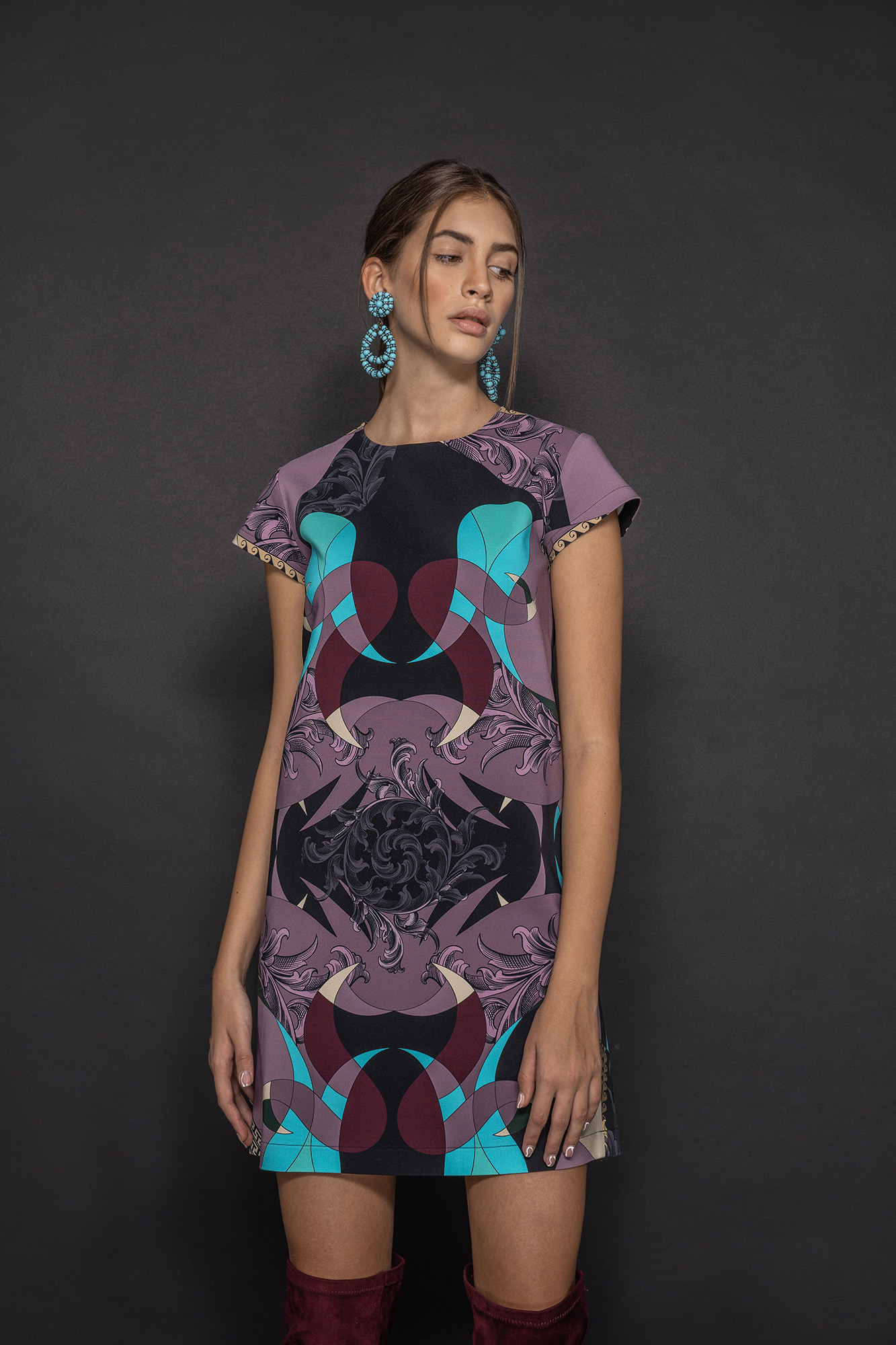 a shaped dress collage pattern front • Sassa Björg