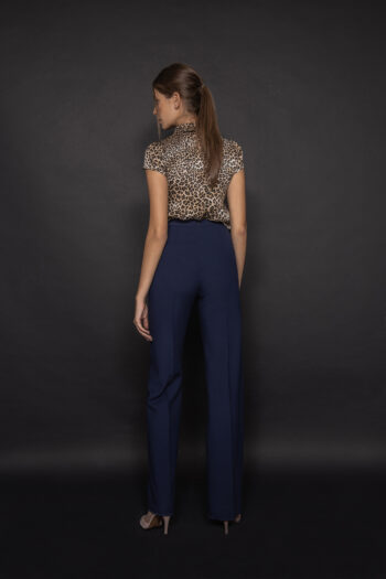 blue straight leg pants back leopard • Sassa Björg