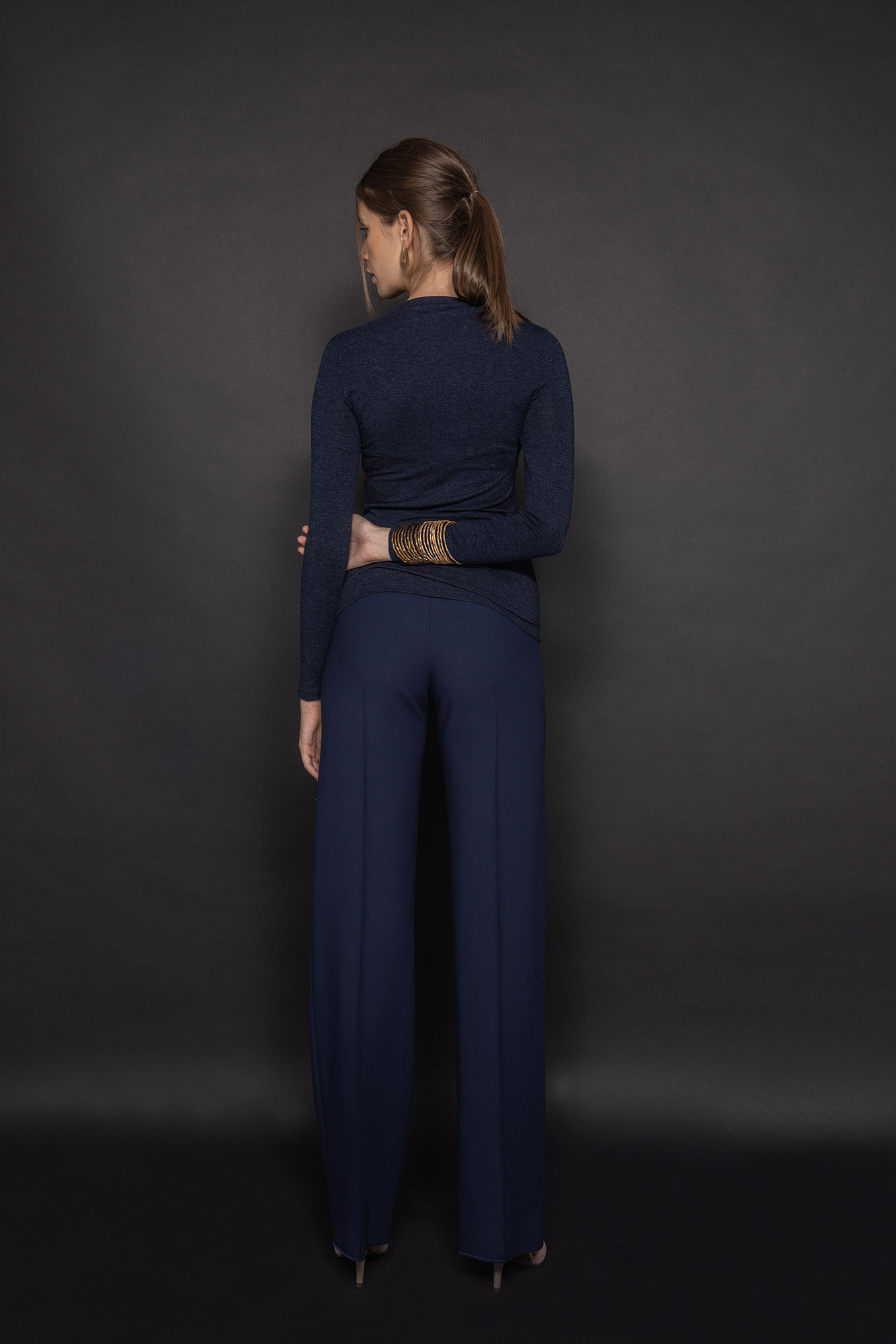 blue straight leg pants back • Sassa Björg