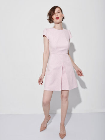 baby pink jacquard mini dress front &bull; Sassa Björg