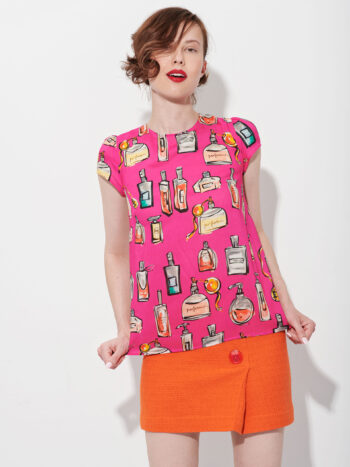 puff sleeve perfume pattern blouse untucked • Sassa Björg