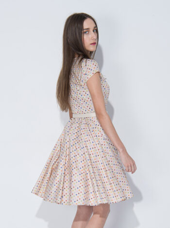 beige dress with playful polka dots side • Sassa Björg