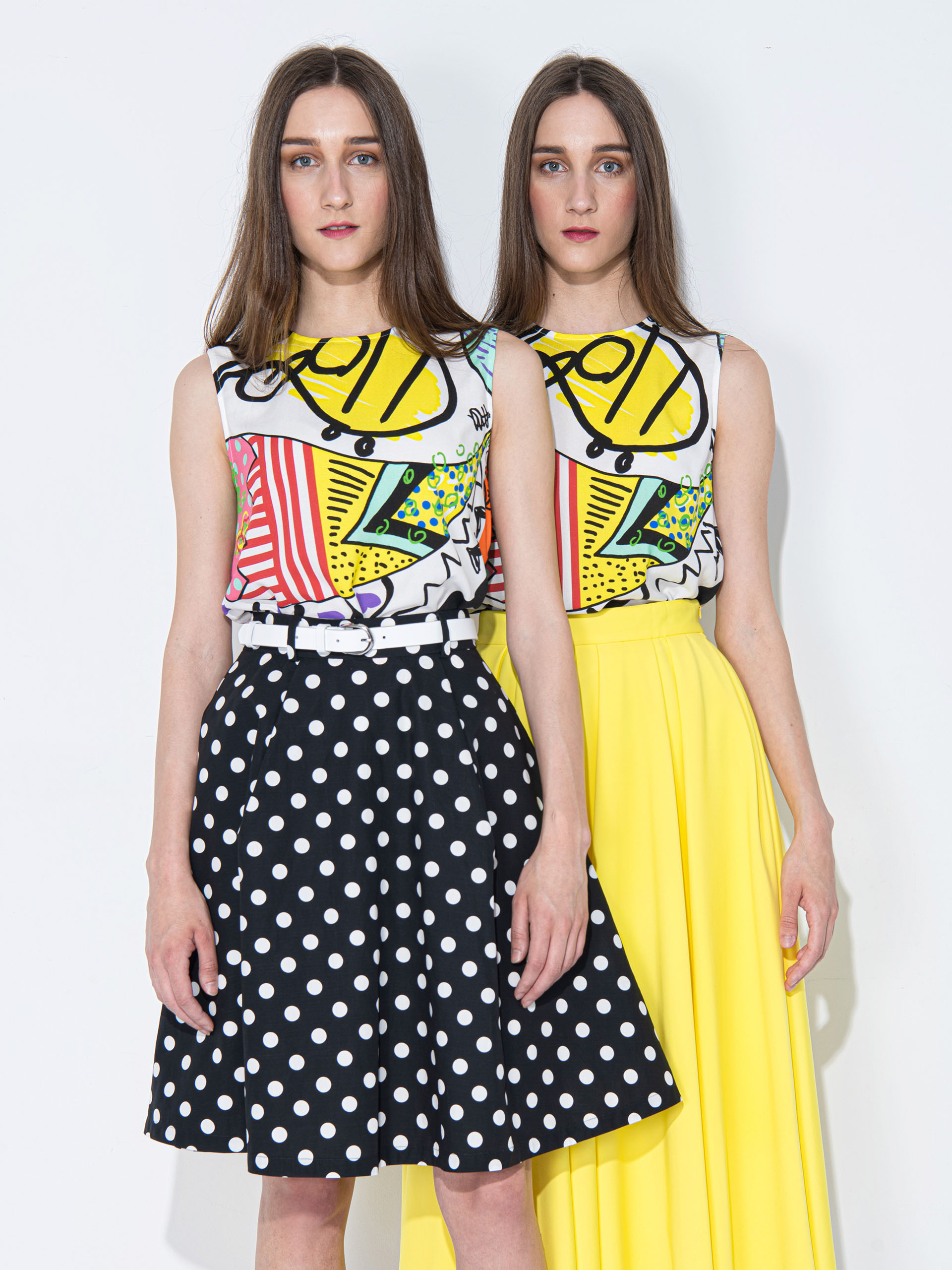 black skirt with white polka dots twins • Sassa Björg