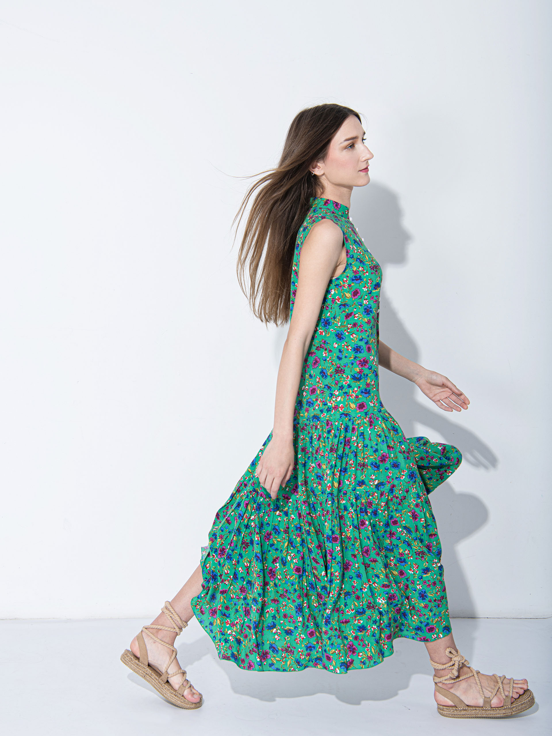 long green hippie dress main • Sassa Björg