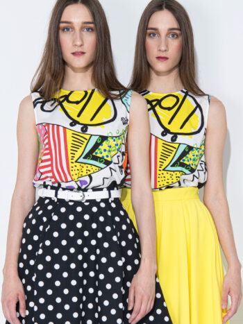 sleeveless blouse abstract pattern twins crop • Sassa Björg