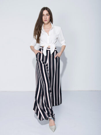 wide leg pants sea pattern stripes walking • Sassa Björg