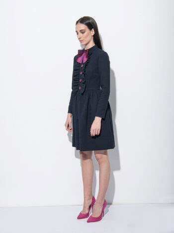 Navy blue dress w ruffles and bow &bull; Sassa Björg
