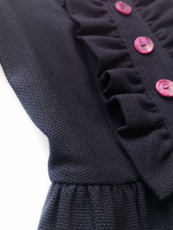 Navy blue dress w ruffles and bow fabric &bull; Sassa Björg