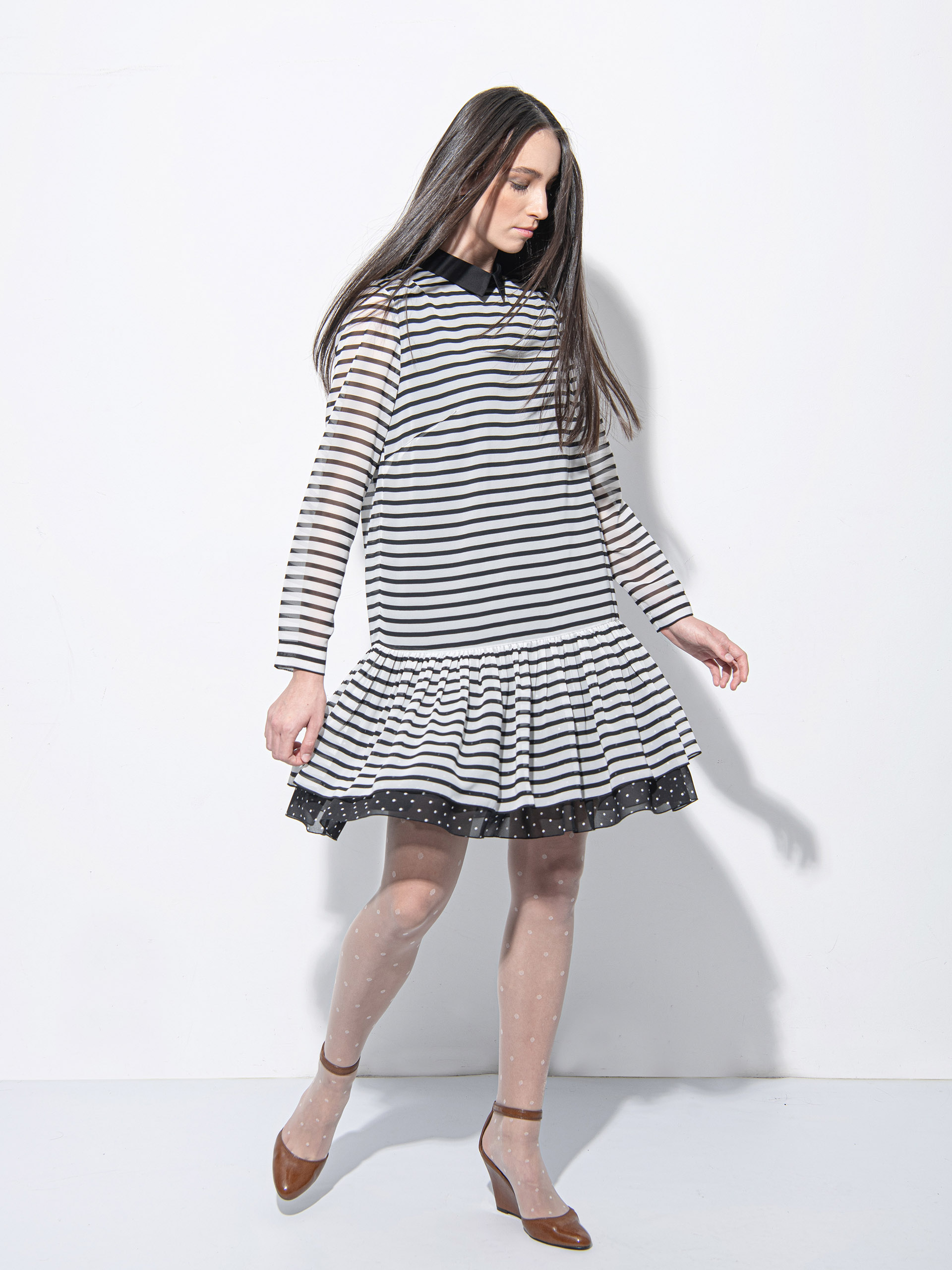 Playful see through striped dress twirl • Sassa Björg