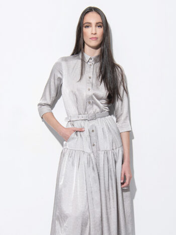 Silver shirt dress front crop • Sassa Björg