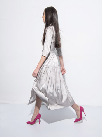 Silver shirt dress side • Sassa Björg