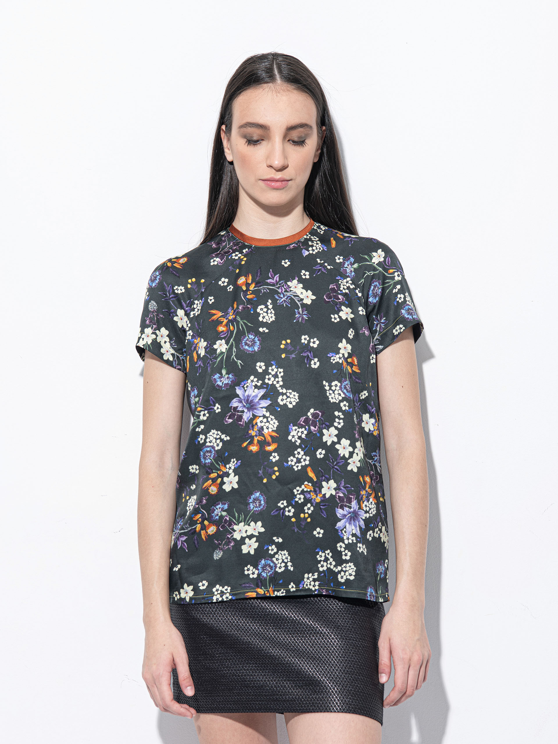 Copper trim floral theme blouse • Sassa Björg