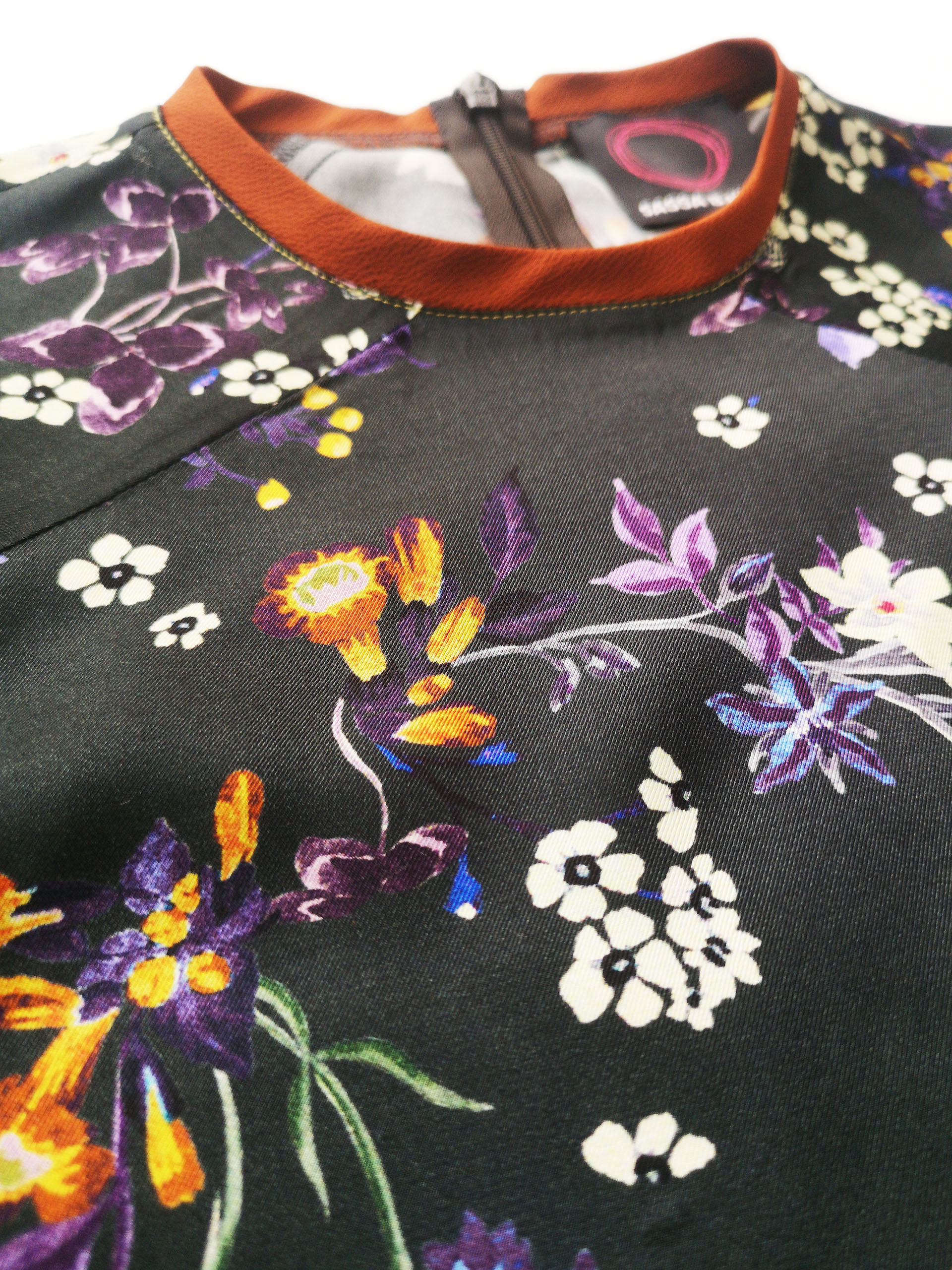 Copper trim floral theme blouse fabric • Sassa Björg