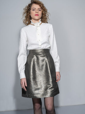 ecru high collar shirt textured dots walking second &bull; Sassa Björg