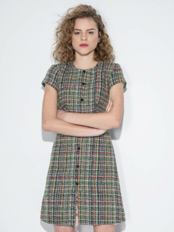 wool boucle dress pink lace arms crossed &bull; Sassa Björg