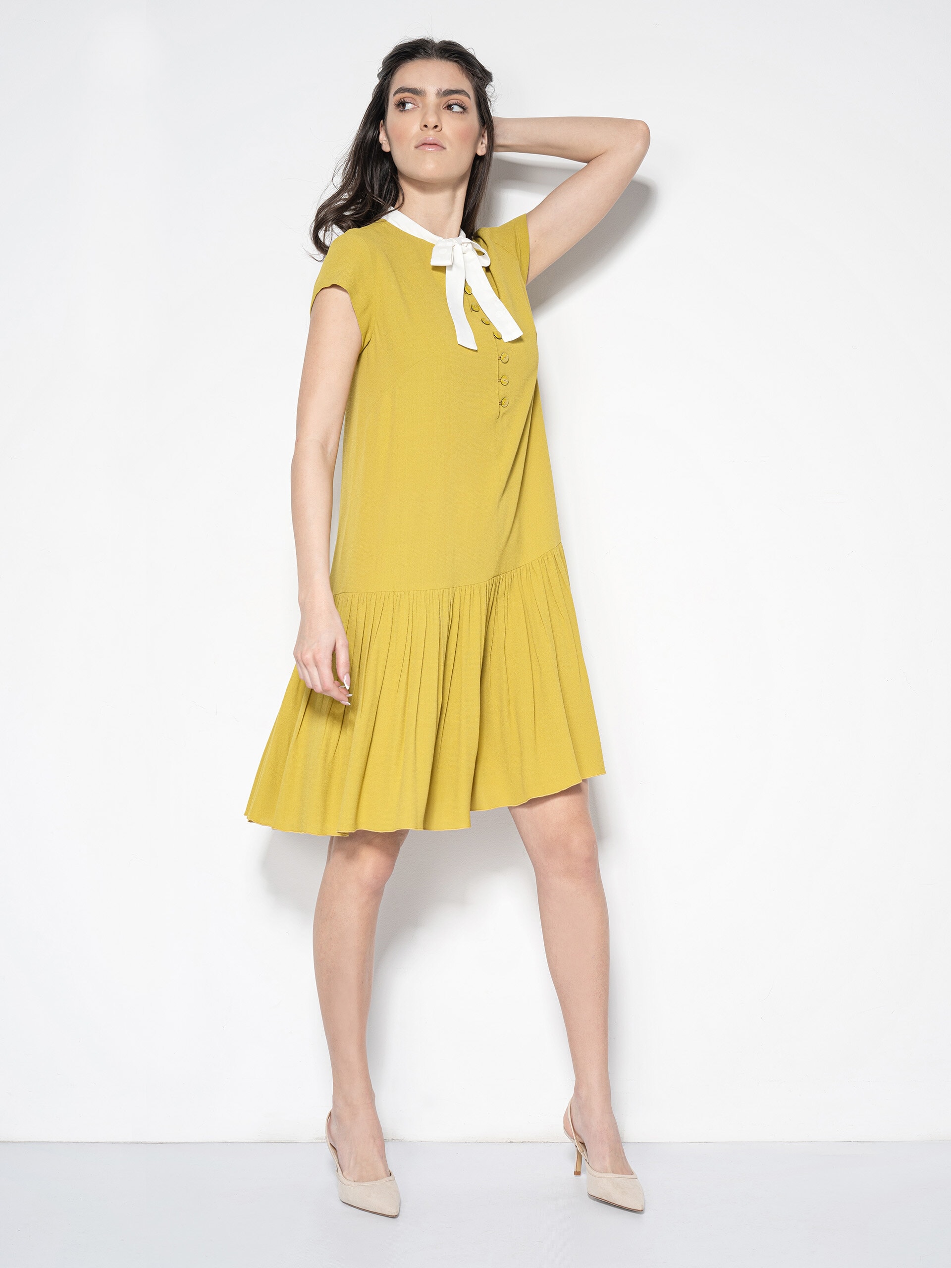 lime pulp dress w bow front • Sassa Björg