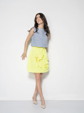 neon skirt with 3d flowers blue crop top &bull; Sassa Björg