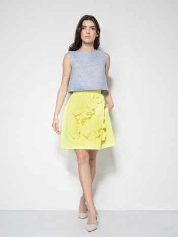 neon skirt with 3d flowers blue crop top front &bull; Sassa Björg