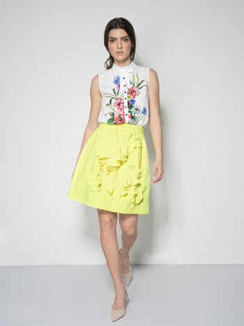 neon skirt with 3d flowers walking &bull; Sassa Björg